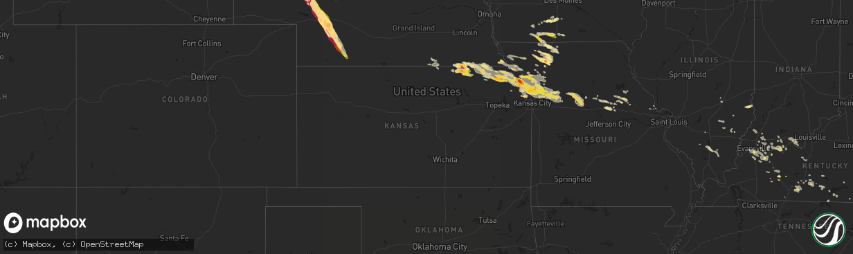 Hail map in Kansas on June 21, 2015