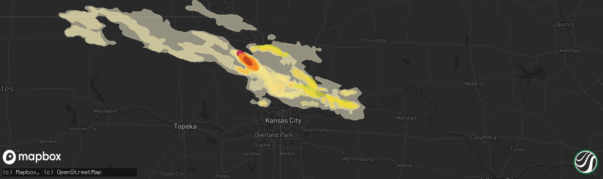 Hail map in Kearney, MO on June 21, 2015