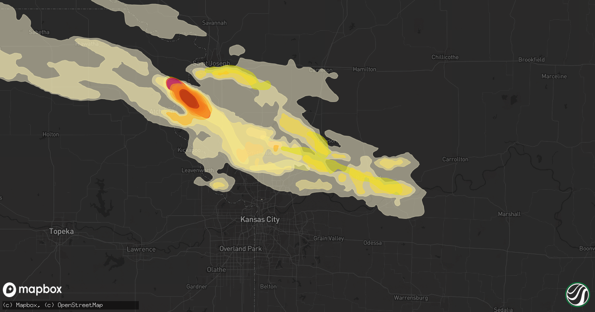 Hail map in Kearney, MO on June 21, 2015