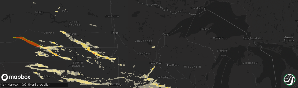 Hail map in Minnesota on June 21, 2015