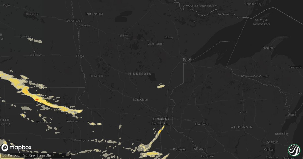 Hail map in Minnesota on June 21, 2015