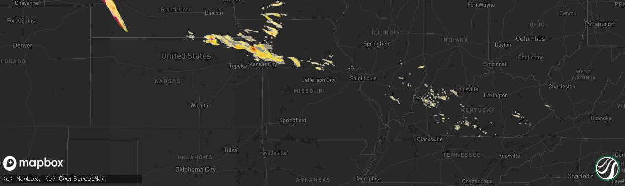 Hail map in Missouri on June 21, 2015