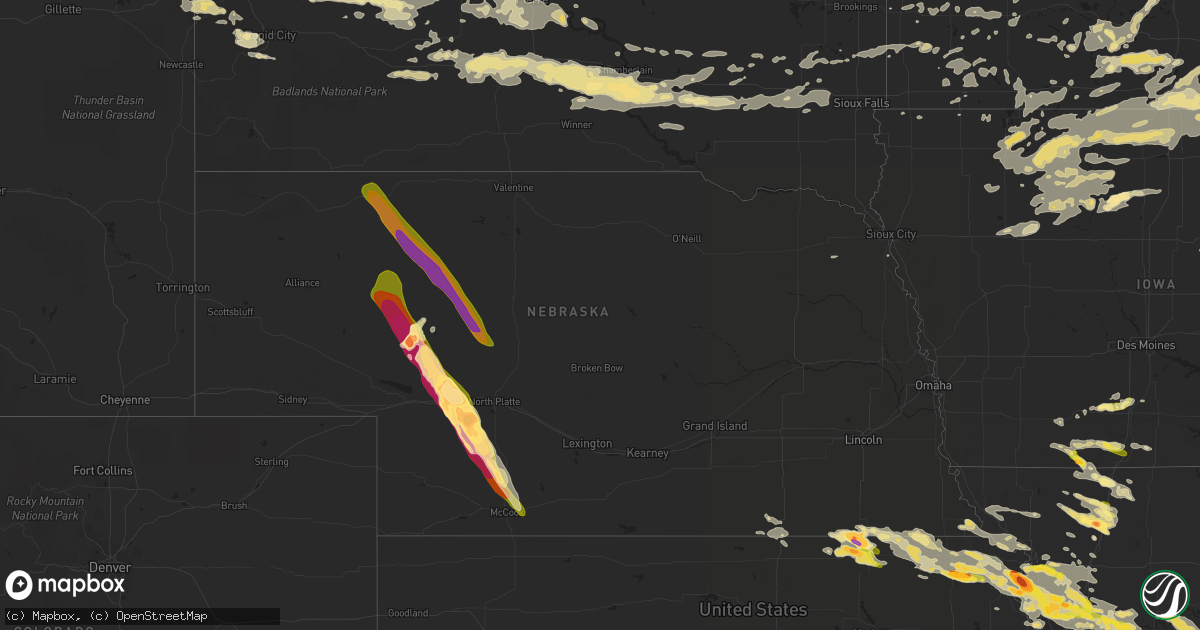Hail map in Nebraska on June 21, 2015