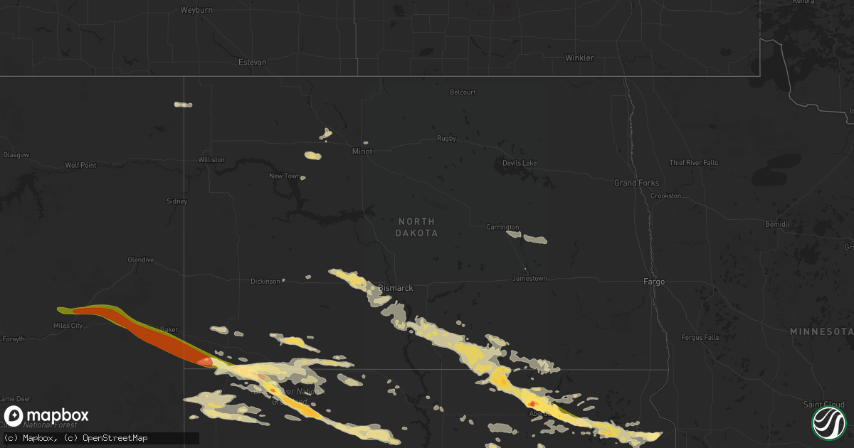Hail map in North Dakota on June 21, 2015