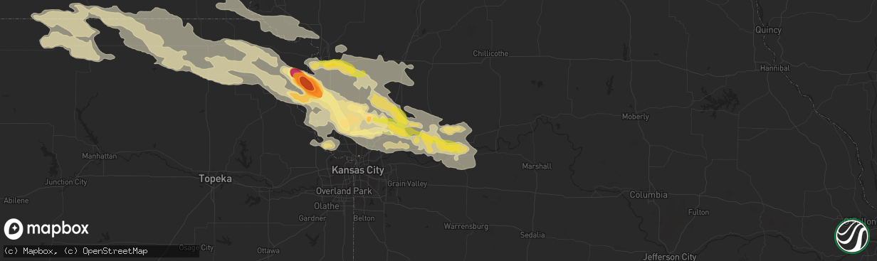 Hail map in Richmond, MO on June 21, 2015