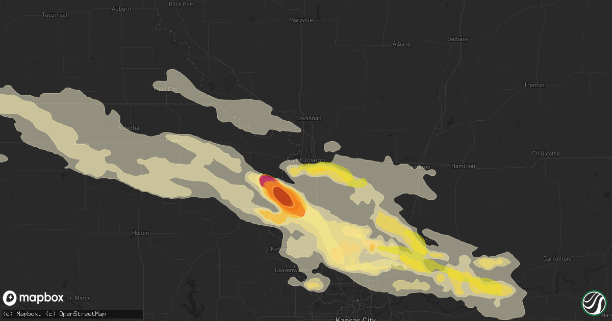 Hail map in Saint Joseph, MO on June 21, 2015