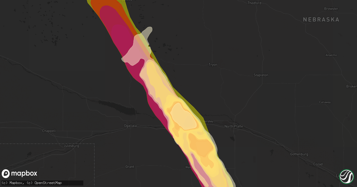 Hail map in Sutherland, NE on June 21, 2015