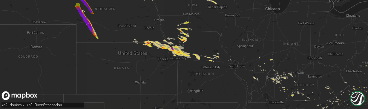 Hail map on June 21, 2015