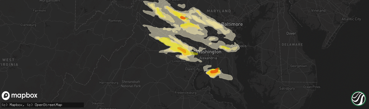 Hail map in Centreville, VA on June 21, 2016