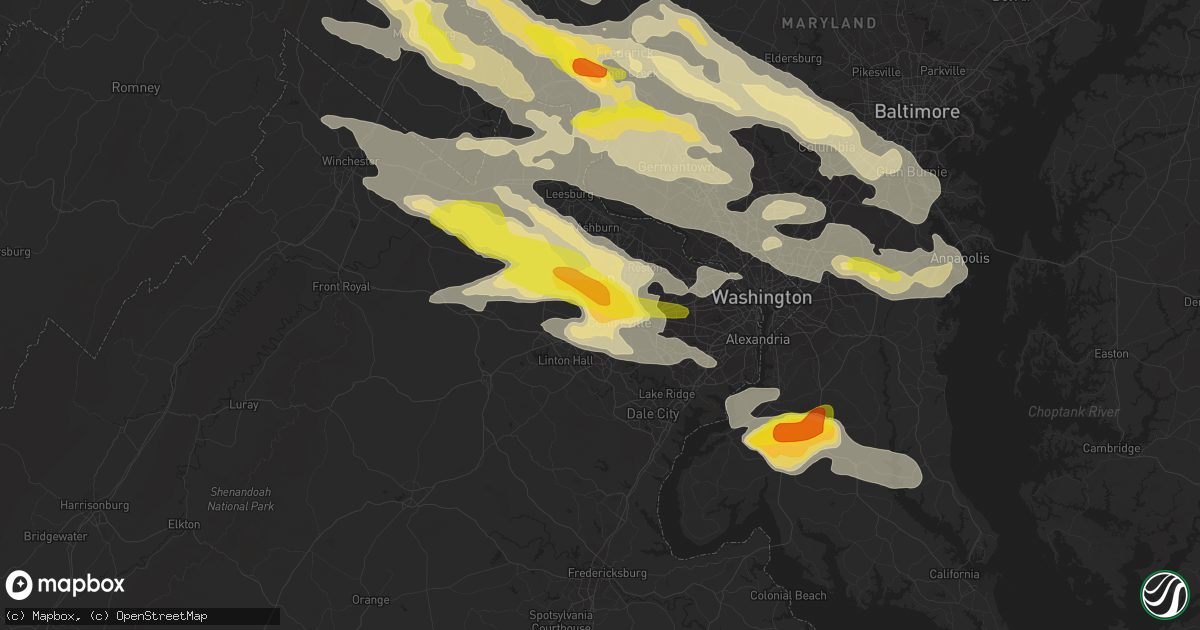 Hail map in Centreville, VA on June 21, 2016