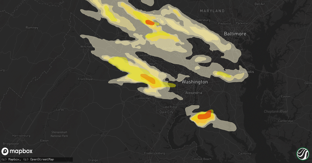 Hail map in Chantilly, VA on June 21, 2016