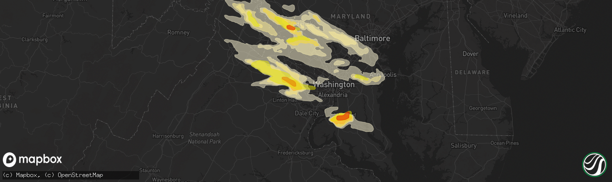 Hail map in Fairfax, VA on June 21, 2016