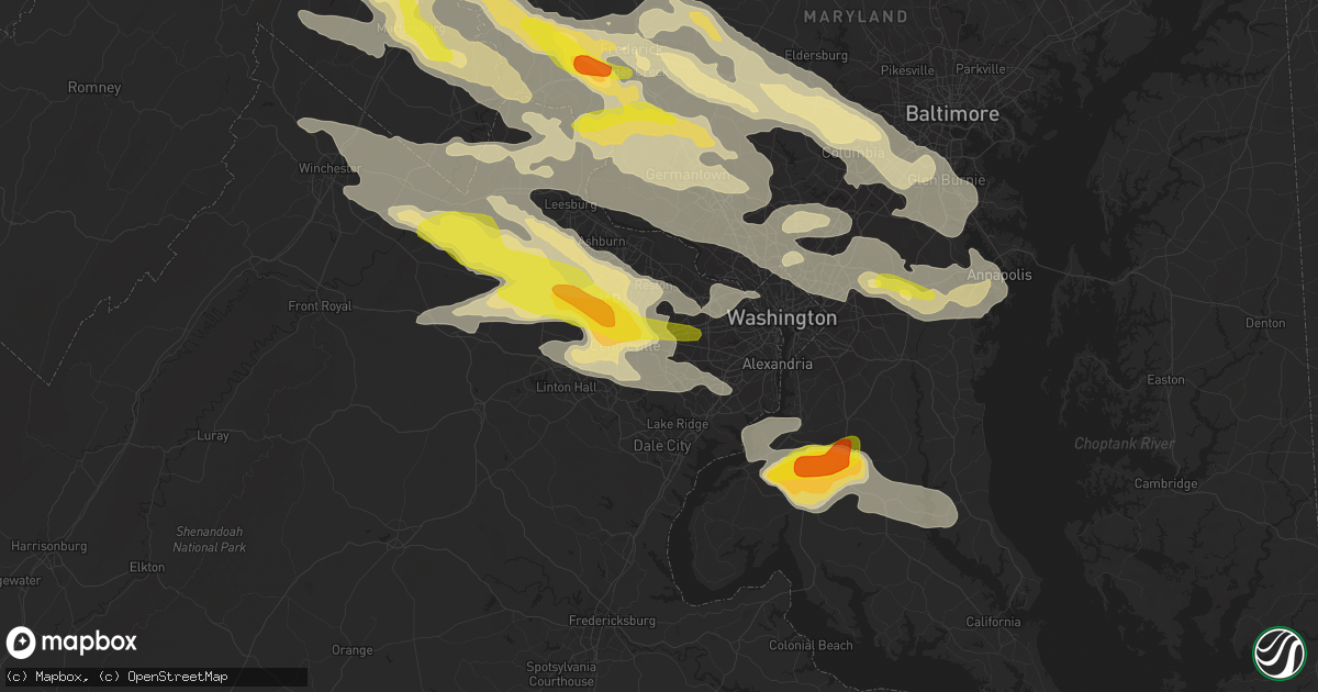 Hail map in Fairfax, VA on June 21, 2016
