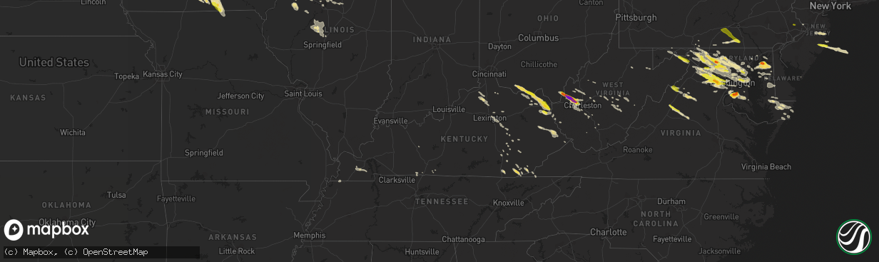 Hail map in Kentucky on June 21, 2016