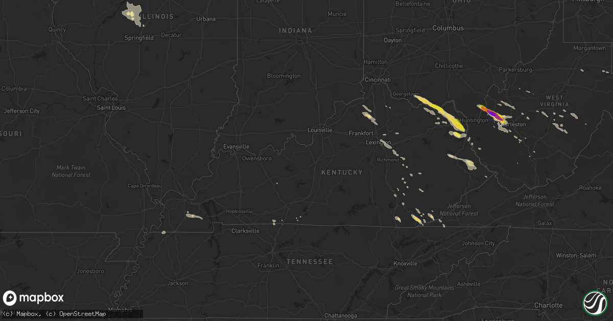 Hail map in Kentucky on June 21, 2016
