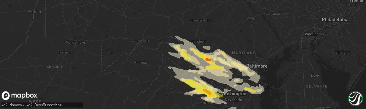 Hail map in Martinsburg, WV on June 21, 2016