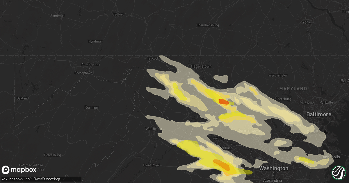 Hail map in Martinsburg, WV on June 21, 2016