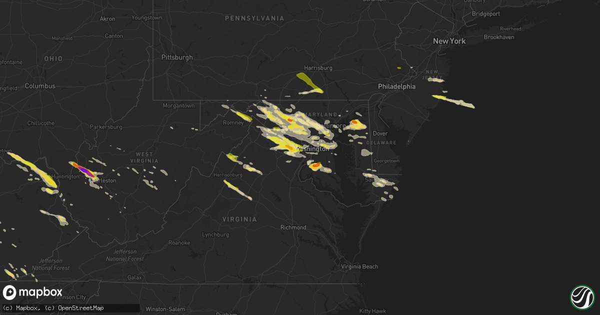 Hail map in Maryland on June 21, 2016