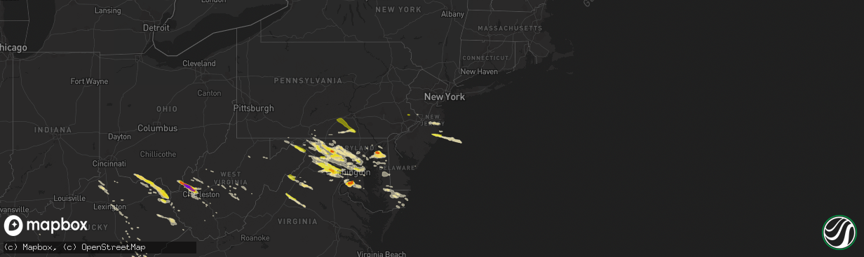 Hail map in New Jersey on June 21, 2016