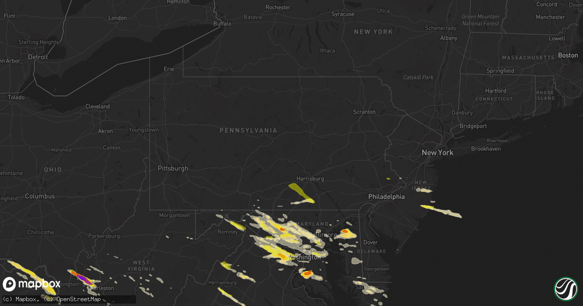 Hail map in Pennsylvania on June 21, 2016