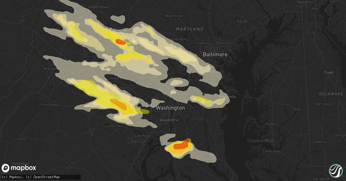 Hail map in Silver Spring, MD on June 21, 2016