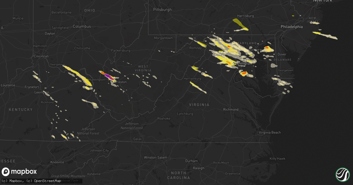 Hail map in Virginia on June 21, 2016