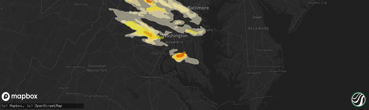 Hail map in Waldorf, MD on June 21, 2016