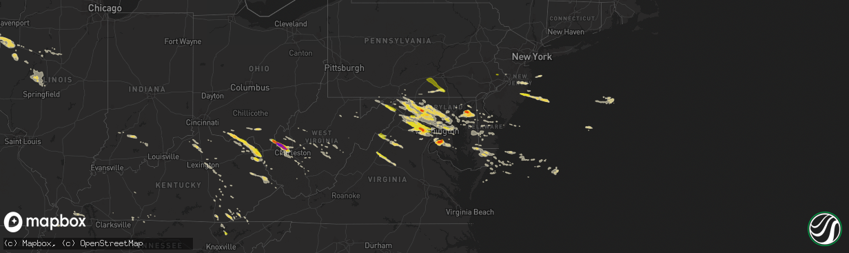 Hail map on June 21, 2016