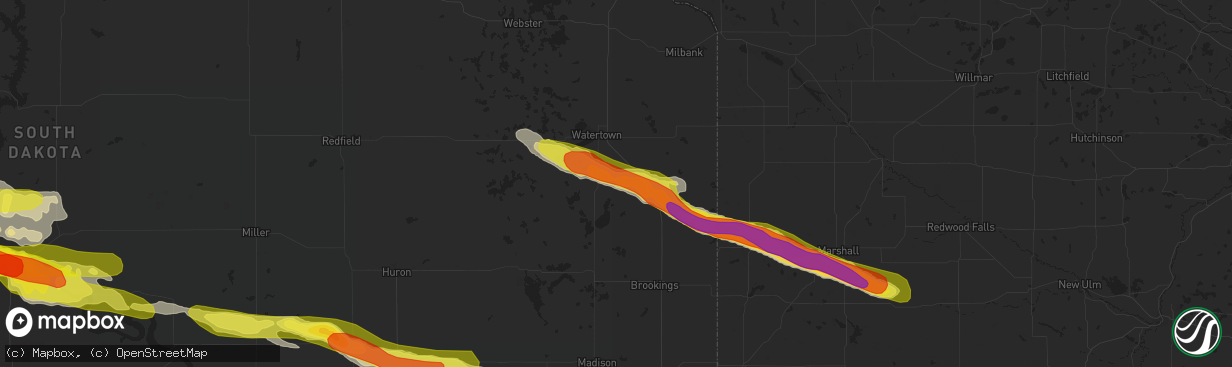 Hail map in Castlewood, SD on June 21, 2017