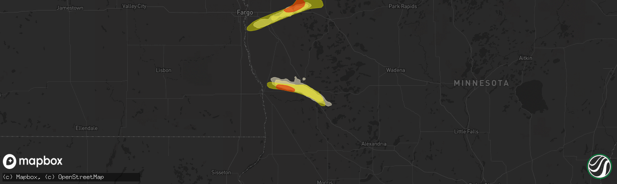 Hail map in Fergus Falls, MN on June 21, 2017