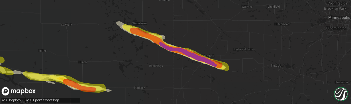 Hail map in Hendricks, MN on June 21, 2017