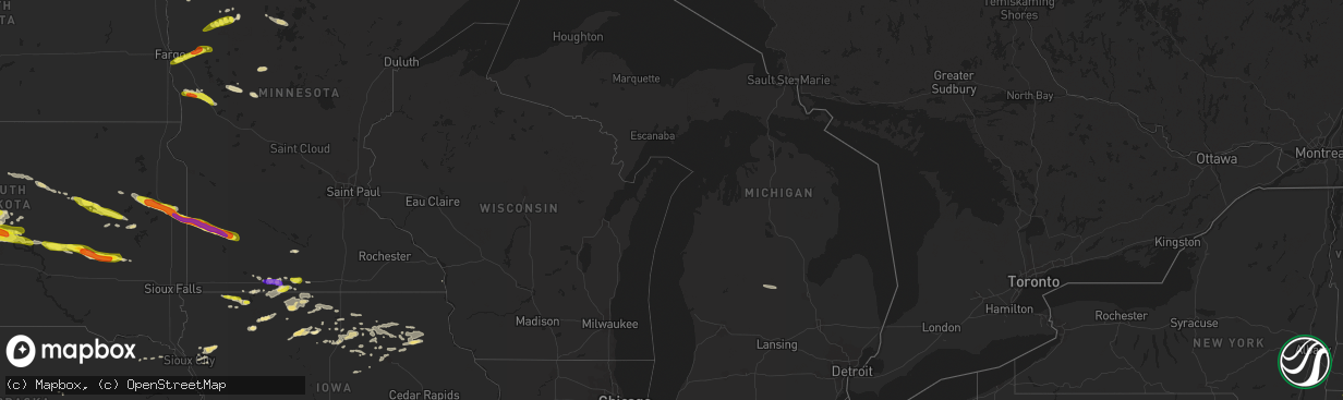 Hail map in Michigan on June 21, 2017