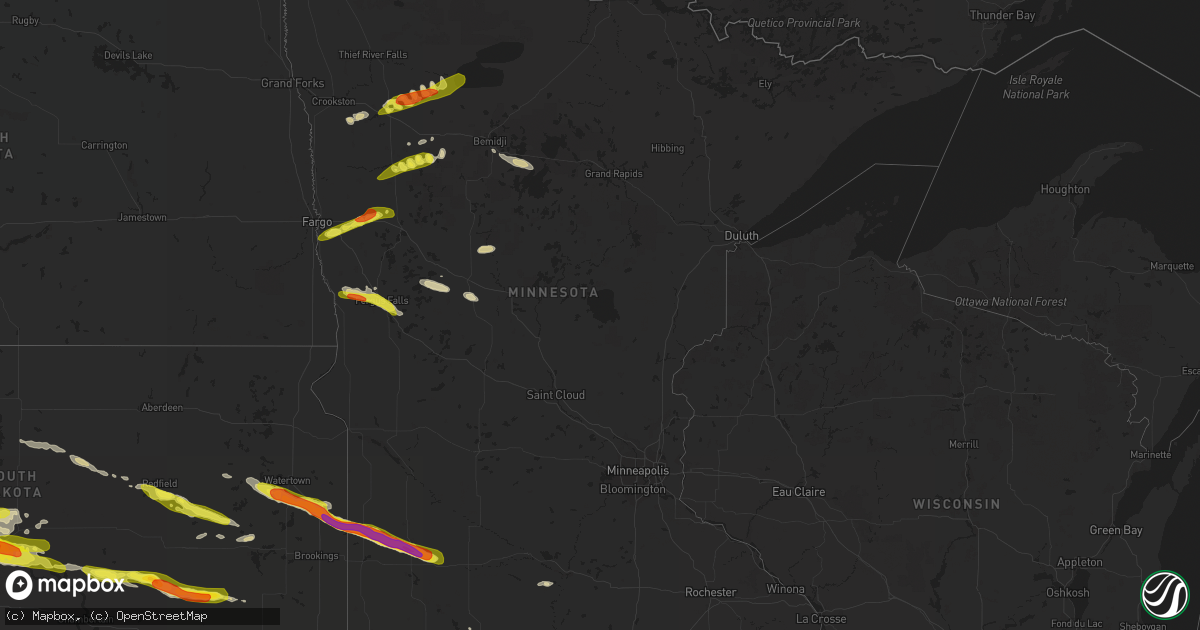 Hail map in Minnesota on June 21, 2017