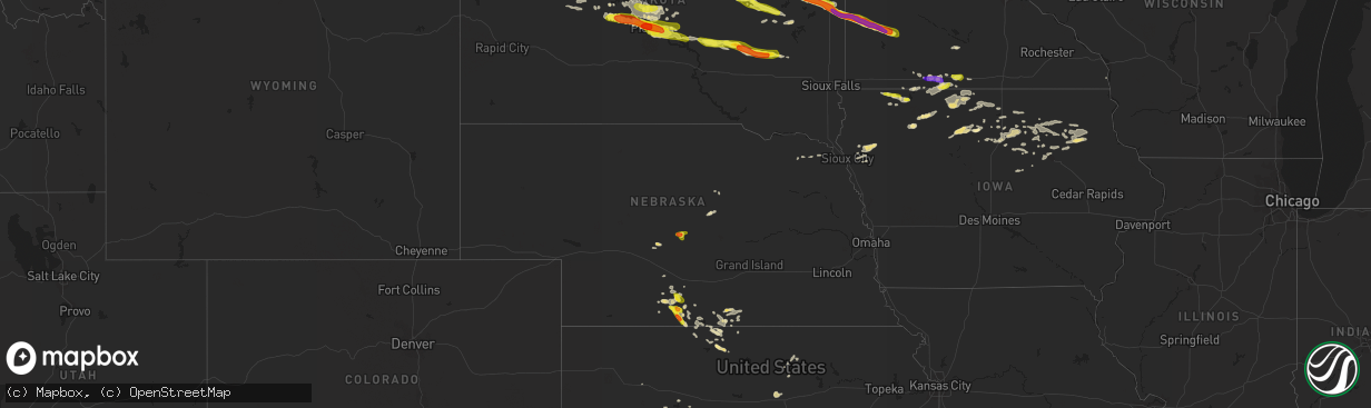 Hail map in Nebraska on June 21, 2017