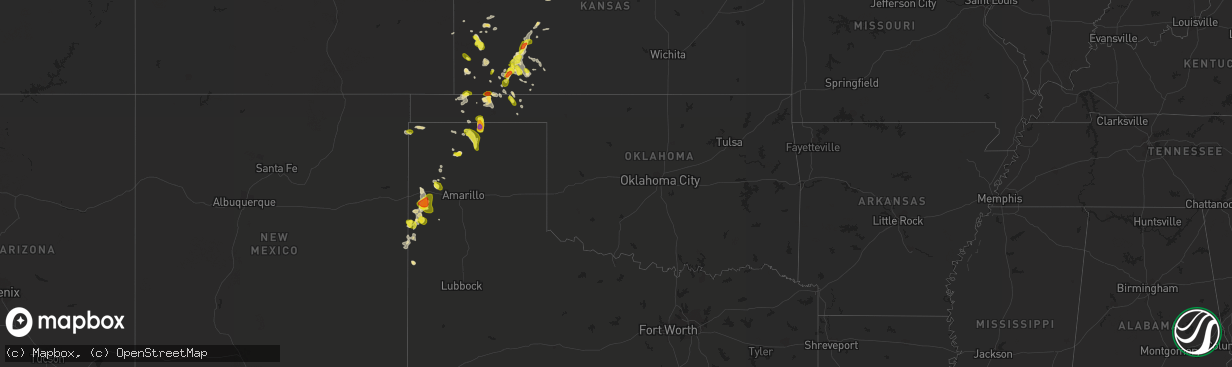 Hail map in Oklahoma on June 21, 2017