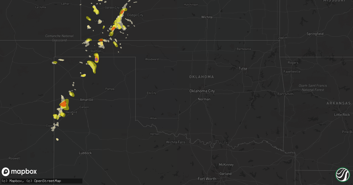Hail map in Oklahoma on June 21, 2017