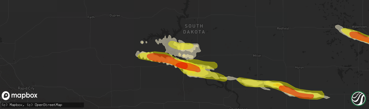 Hail map in Pierre, SD on June 21, 2017