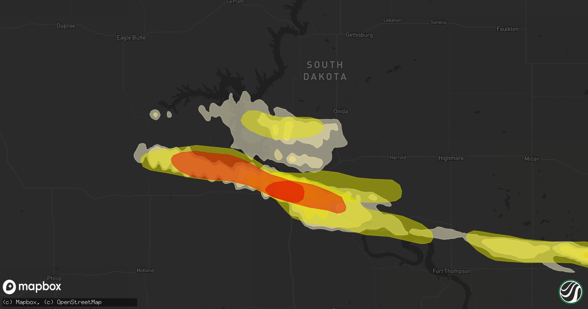 Hail map in Pierre, SD on June 21, 2017