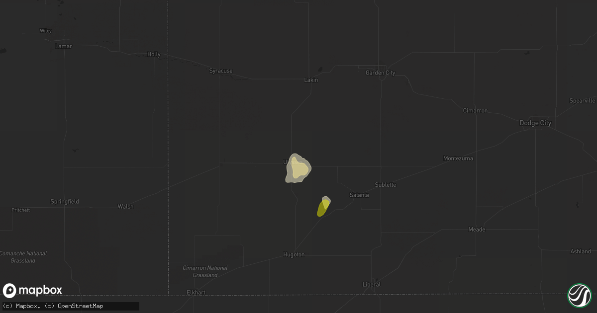 Hail map in Ulysses, KS on June 21, 2017