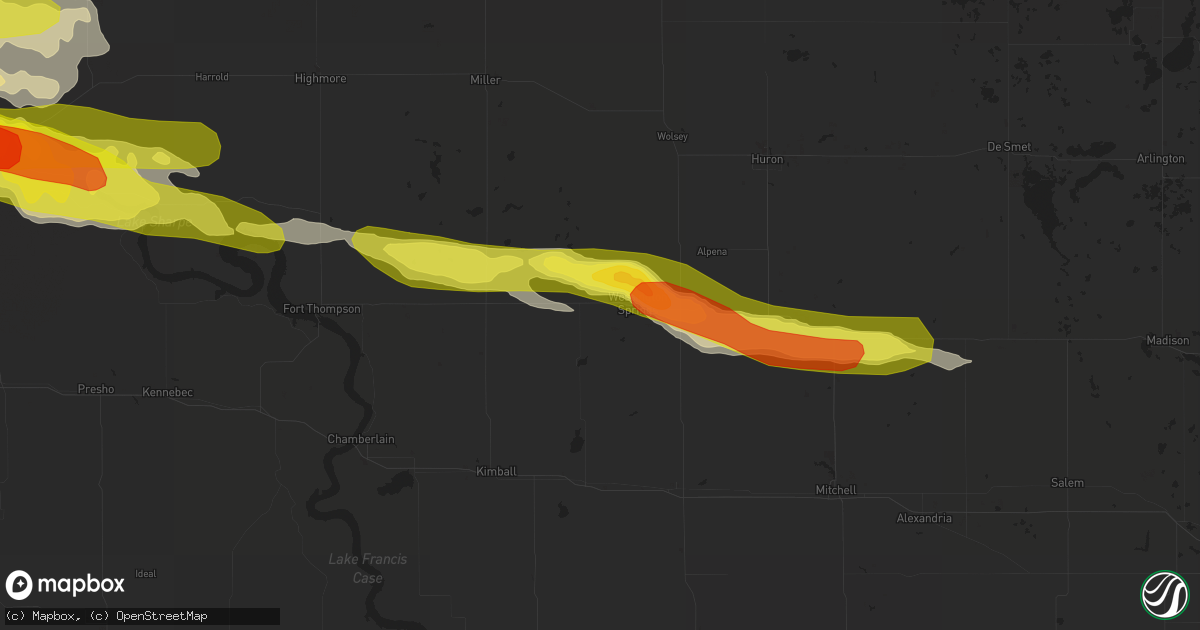 Hail map in Wessington Springs, SD on June 21, 2017