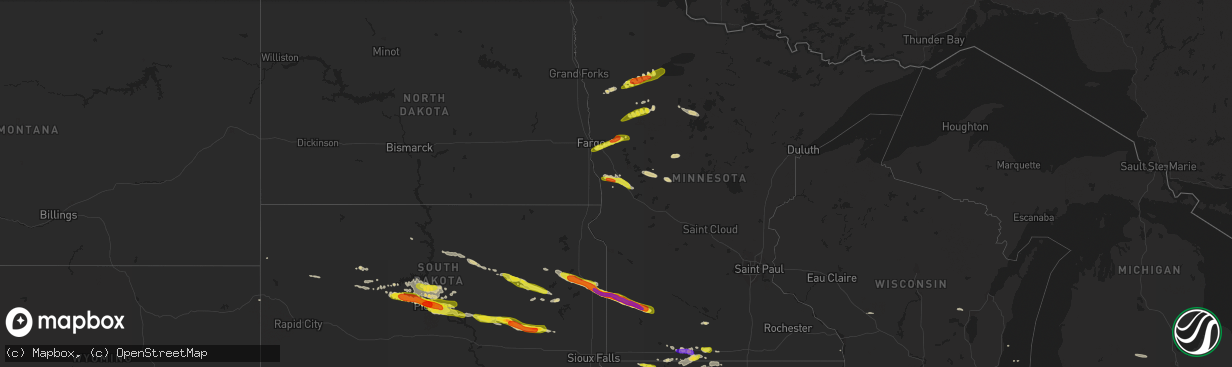 Hail map on June 21, 2017