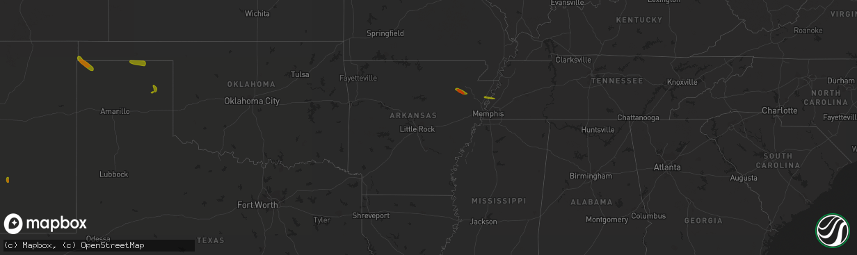 Hail map in Arkansas on June 21, 2018