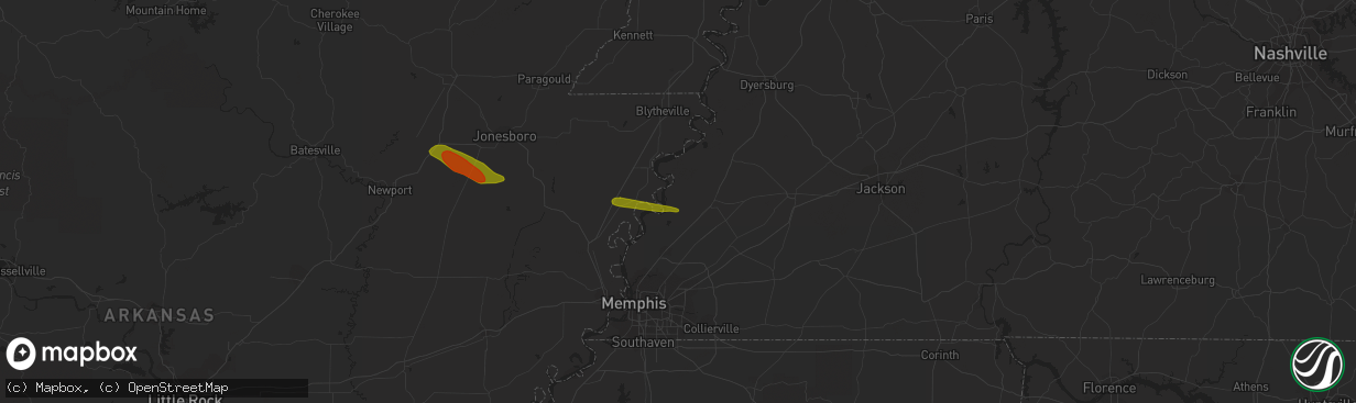 Hail map in Burlison, TN on June 21, 2018