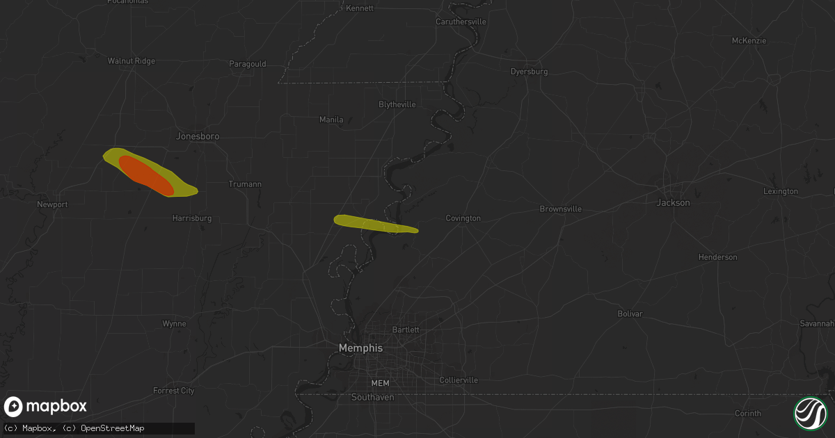 Hail map in Burlison, TN on June 21, 2018
