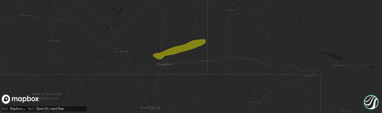 Hail map in Burns, WY on June 21, 2018