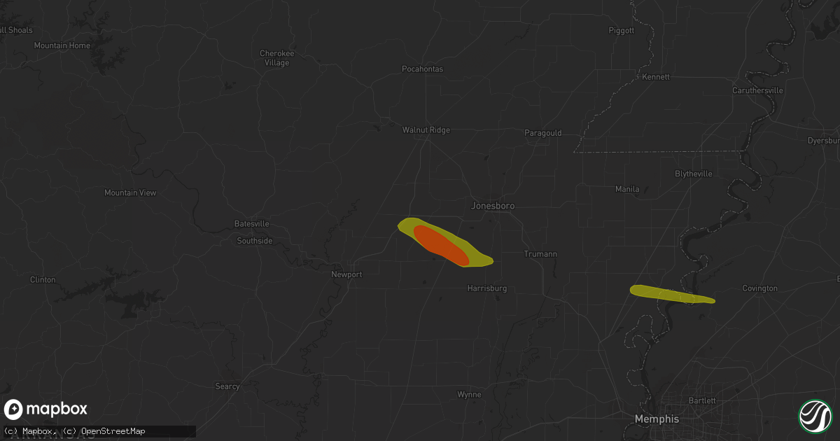 Hail map in Cash, AR on June 21, 2018
