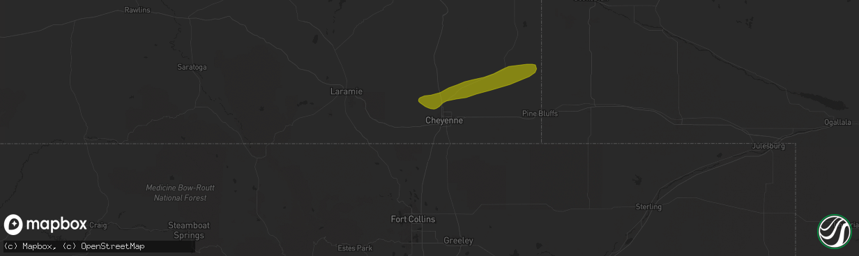 Hail map in Cheyenne, WY on June 21, 2018