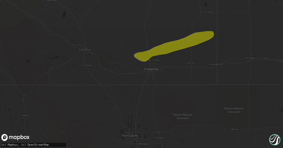 Hail map in Cheyenne, WY on June 21, 2018