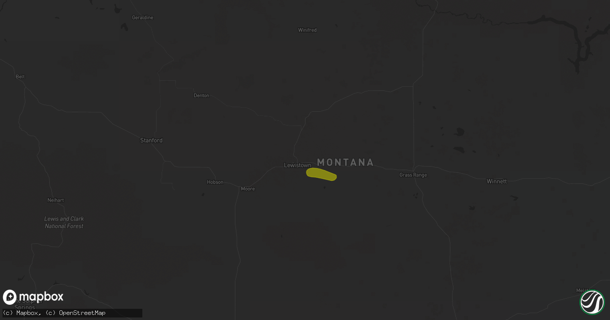 Hail map in Lewistown, MT on June 21, 2018