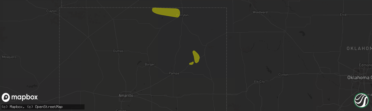 Hail map in Miami, TX on June 21, 2018